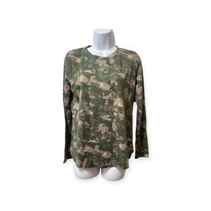 Zuda Camouflage Pullover Curved Hem Tee Shirt Top XXS NWOT